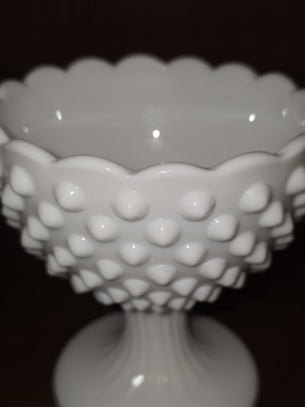 Fenton White Hobnail Milk Glass Compote - Classic Home Accent - Picture 2 of 7
